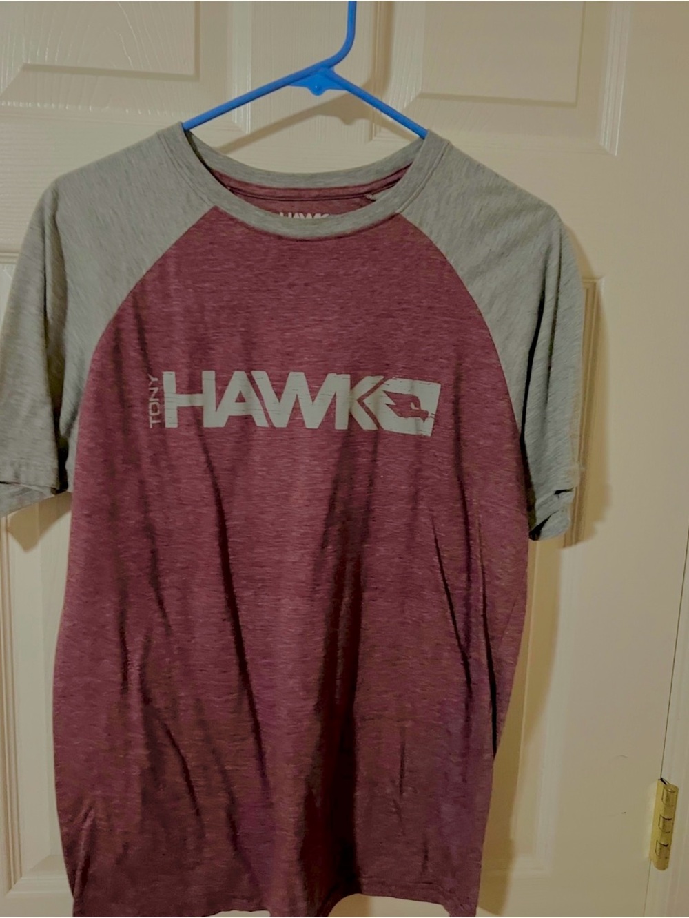 Tony Hawk Maroon and Gray Raglan Graphic Tee